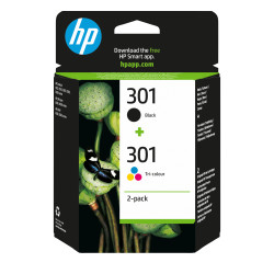 HP N9J72AE Pack de ahorro de 2 cartuchos de tinta original 301 negro/Tri-color, Rendimiento estándar, Negro, Cian, Magenta,