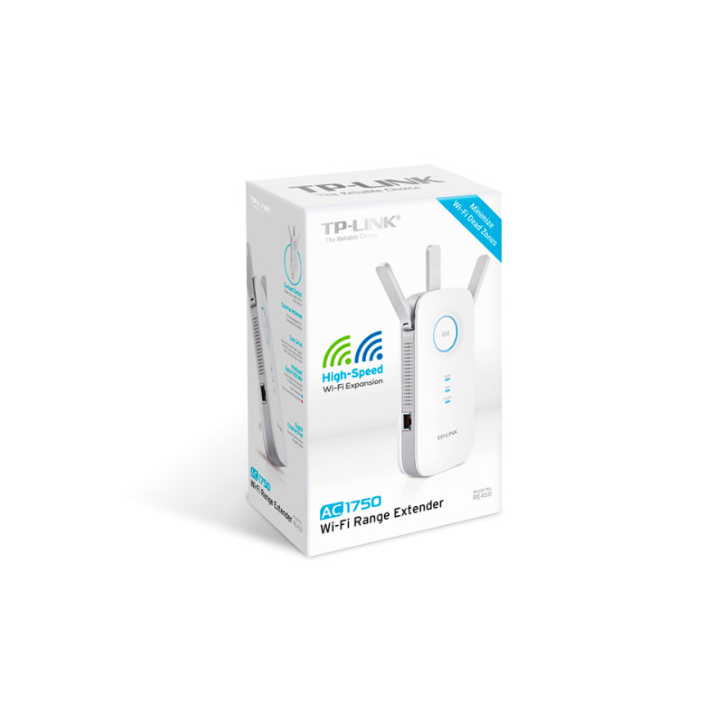 TP-Link RE450 RE450, Transmisor de red, 1750 Mbit/s, 10,100,1000 Mbit/s, Externo, 10/100/1000Base-T(X), IEEE 802.11a, IEEE