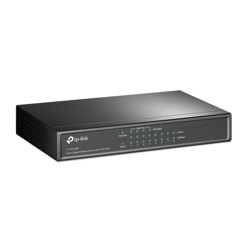 TP-Link TL-SG1008P TL-SG1008P, No administrado, Gigabit Ethernet (10/100/1000), Bidireccional completo (Full duplex), Energía