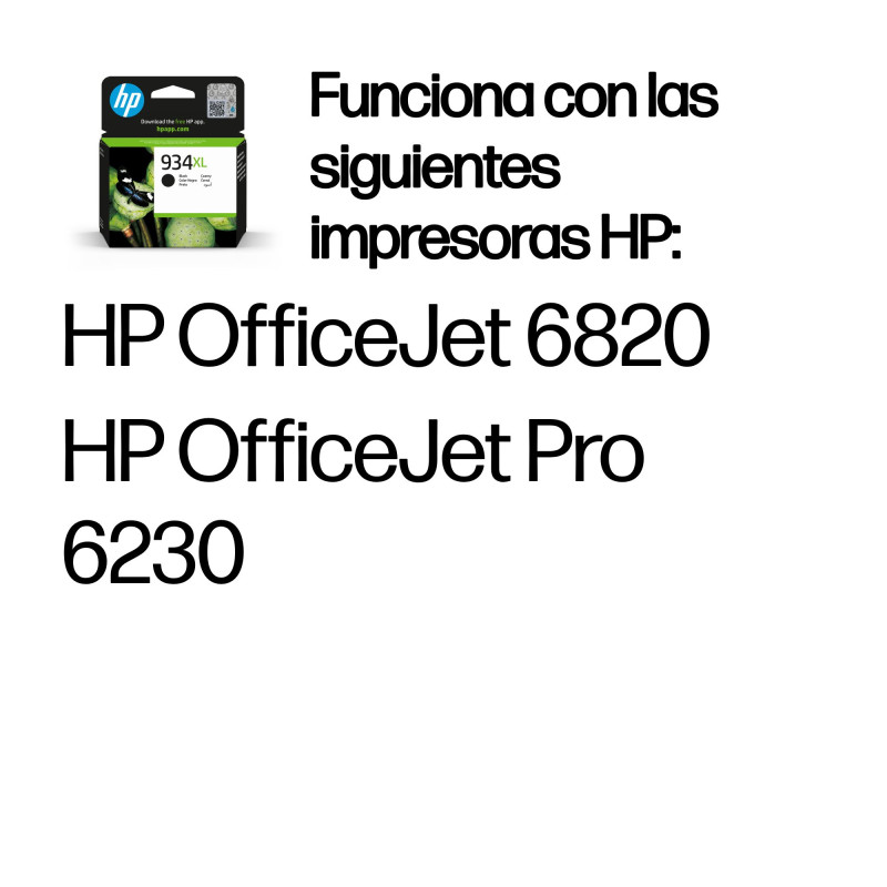 HP C2P23AE Cartucho de tinta original 934XL de alta capacidad negro, Alto rendimiento (XL), Negro, Tinta a base de pigmentos,