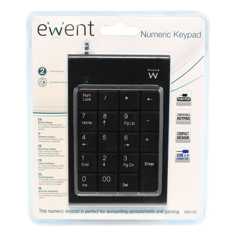 Ewent EW3102 EW3102, USB, PC/servidor, Negro