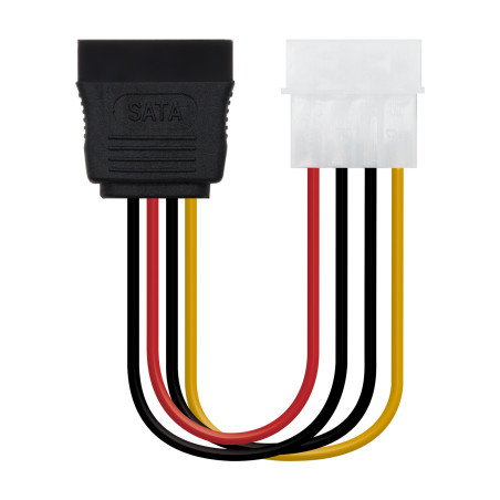 Nanocable 10.19.0205-OEM CABLE SATA ALIMENTACION 5.25"(MOLEX 4PIN)/M-SATA/H 16CM OEM, Molex (4-pin), SATA de 15 pines, 0,16 m,