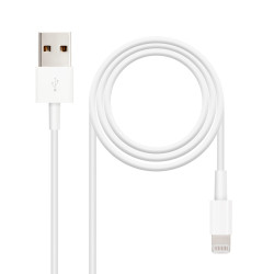Nanocable 10.10.0402 CABLE LIGHTNING IPHONE A USB 2.0, IPHONE LIGHTNING-USB A/M, 2.0 M, 2 m, Lightning, USB A, Blanco, USB 2.0,