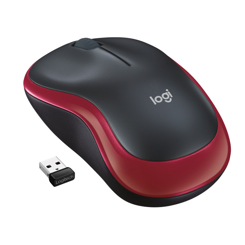 Logitech 910-002237 M185, Ambidextro, Óptico, RF inalámbrico, 1000 DPI, Rojo