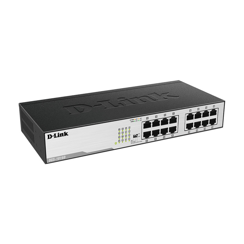 D-Link DGS-1016D DGS-1016D, No administrado, Gigabit Ethernet (10/100/1000), Bidireccional completo (Full duplex), Montaje en
