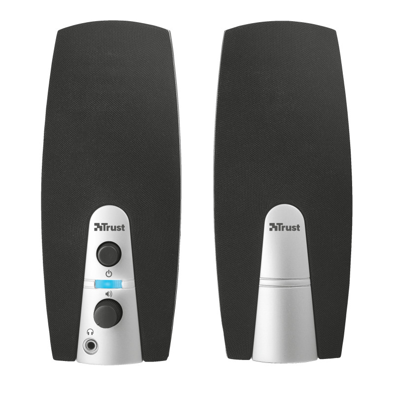 Trust 16697 MiLa 2.0 Speaker Set, 2.0 canales, Alámbrico, 5 W, 100 - 20000 Hz, 4 Ω, Negro, Plata