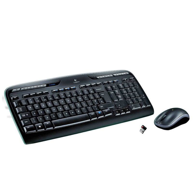 Logitech 920-003978 Wireless Combo MK330, Completo (100%), Inalámbrico, USB, QWERTY, Negro, Gris, Ratón incluido