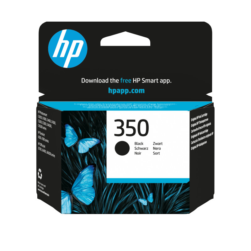 HP CB335EE Cartucho de tinta original 350 negro, Rendimiento estándar, Negro, Tinta a base de pigmentos, 1 pieza(s), 200