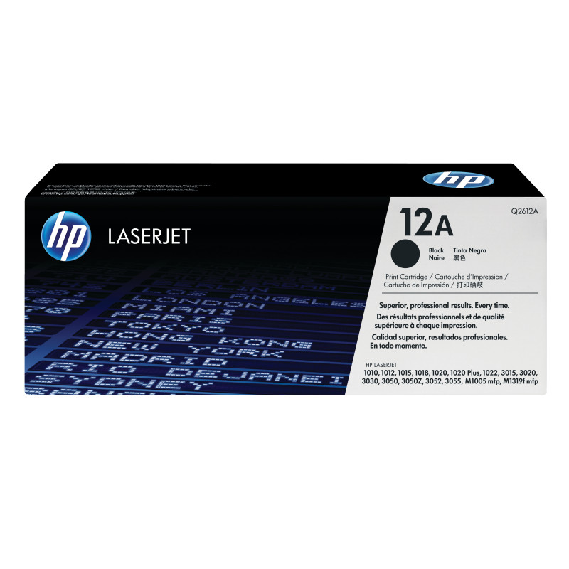 HP Q2612A Cartucho de tóner original LaserJet 12A negro, 2000 páginas, Negro, 1 pieza(s)