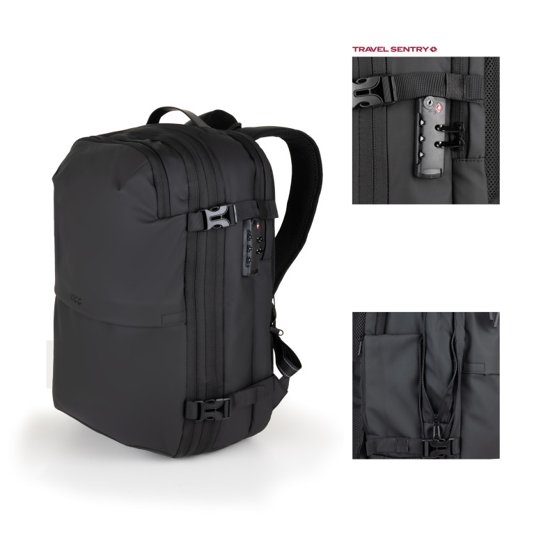 TooQ TQBP-V101-BK Mochila de viaje con sistema de compresión al vacío y bomba de aire, Unisex, 43,2 cm (17"), Compartimento