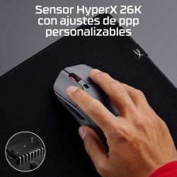 HyperX A1KY5AA Pulsefire Haste 2 Pro - Ratón gaming inalámbrico 4K, Ambidextro, Óptico, Bluetooth + USB Type-C, 26000 DPI, 2