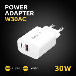 Intenso 7803012 POWER ADAPTER USB-A/USB-C/7803012, Interior, Corriente alterna, 20 V, Blanco 2