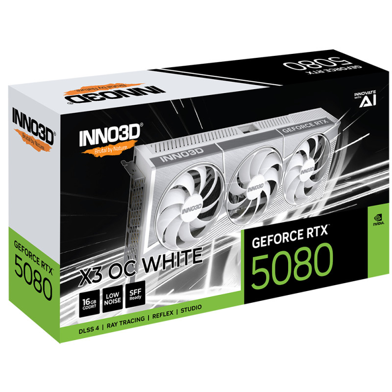 INNO3D N50803-16D7X-17605211 GeForce RTX 5080 X3 OS WHITE, GeForce RTX 5080, 16 GB, GDDR7, 256 bit, PCI Express 5.0, 3