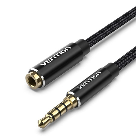 Vention BHCBG Cable Estéreo BHCBG/ Jack 3.5 Macho - Jack 3.5 Hembra/ 1.5m/ Negro, 3.5mm TRRS, Macho, 3.5mm TRRS, Hembra, 1,5