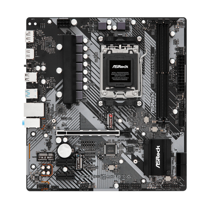 Asrock 90-MXBMS0-A0UAYZ B650M-H/M.2+, AMD, Zócalo AM5, DDR5-SDRAM, 96 GB, DIMM, Doble canal