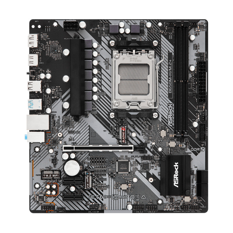 Asrock 90-MXBMS0-A0UAYZ B650M-H/M.2+, AMD, Zócalo AM5, DDR5-SDRAM, 96 GB, DIMM, Doble canal