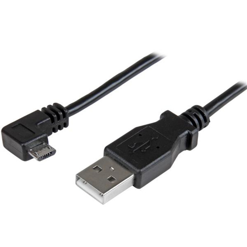 StarTech.com USBAUB1MRA Cable de 1m Micro USB con conector acodado a la derecha - Cable de Carga y Sincronización, 1 m, USB A,