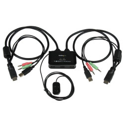 StarTech.com SV211HDUA Conmutador Switch KVM 2 puertos HDMI USB Audio con Cables Integrados - 1080p, 1920 x 1200 Pixeles, Negro