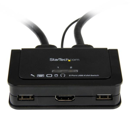 StarTech.com SV211HDUA Conmutador Switch KVM 2 puertos HDMI USB Audio con Cables Integrados - 1080p, 1920 x 1200 Pixeles, Negro