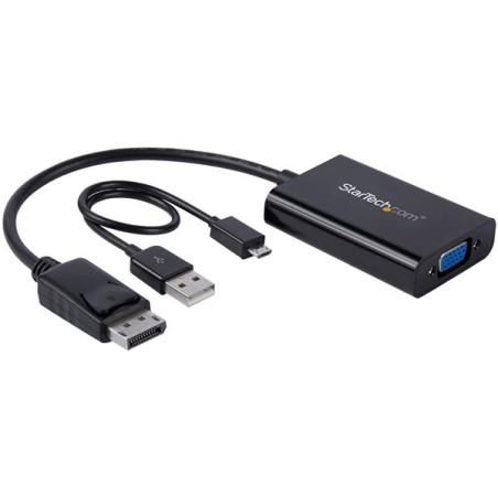 StarTech.com DP2VGAA Adaptador de vídeo DisplayPort a VGA con audio, 0,184 m, 1920 x 1200 Pixeles, 1080p, Negro, Conversor de