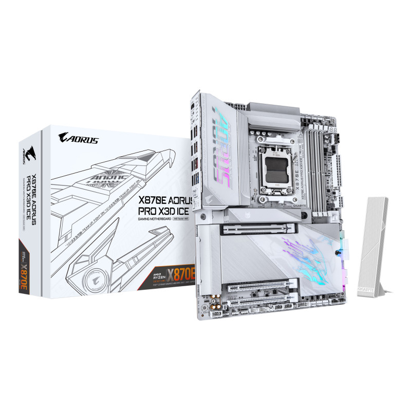 GIGABYTE X870E A PRO X ICE X870E AORUS PRO X3D ICE Placa Base – Compatible con procesadores AMD Ryzen 9000, VRM digital de