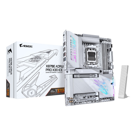 GIGABYTE X870E A PRO X ICE X870E AORUS PRO X3D ICE Placa Base – Compatible con procesadores AMD Ryzen 9000, VRM digital de
