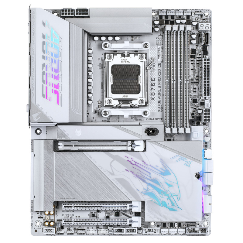 GIGABYTE X870E A PRO X ICE X870E AORUS PRO X3D ICE Placa Base – Compatible con procesadores AMD Ryzen 9000, VRM digital de