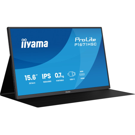 iiyama P1671HSC-B1 ProLite P1671HSC-B1, 39,6 cm (15.6"), 1920 x 1080 Pixeles, Full HD, LED, 3 ms, Negro