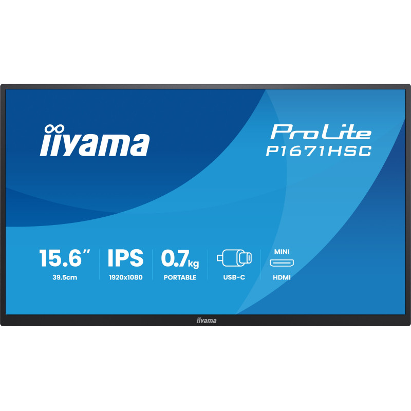 iiyama P1671HSC-B1 ProLite P1671HSC-B1, 39,6 cm (15.6"), 1920 x 1080 Pixeles, Full HD, LED, 3 ms, Negro