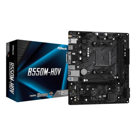Asrock 90-MXBDJ0-A0UAYZ B550M-HDV, AMD, Zócalo AM4, AMD Ryzen 3000 Series, DDR4-SDRAM, 64 GB, DIMM