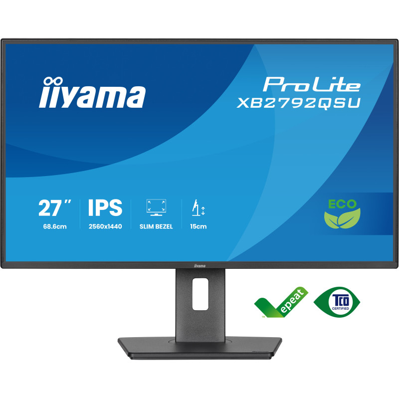 iiyama XB2792QSU-B1 ProLite XB2792QSU-B1, 68,6 cm (27"), 2560 x 1440 Pixeles, Quad HD, LED, 3 ms, Negro