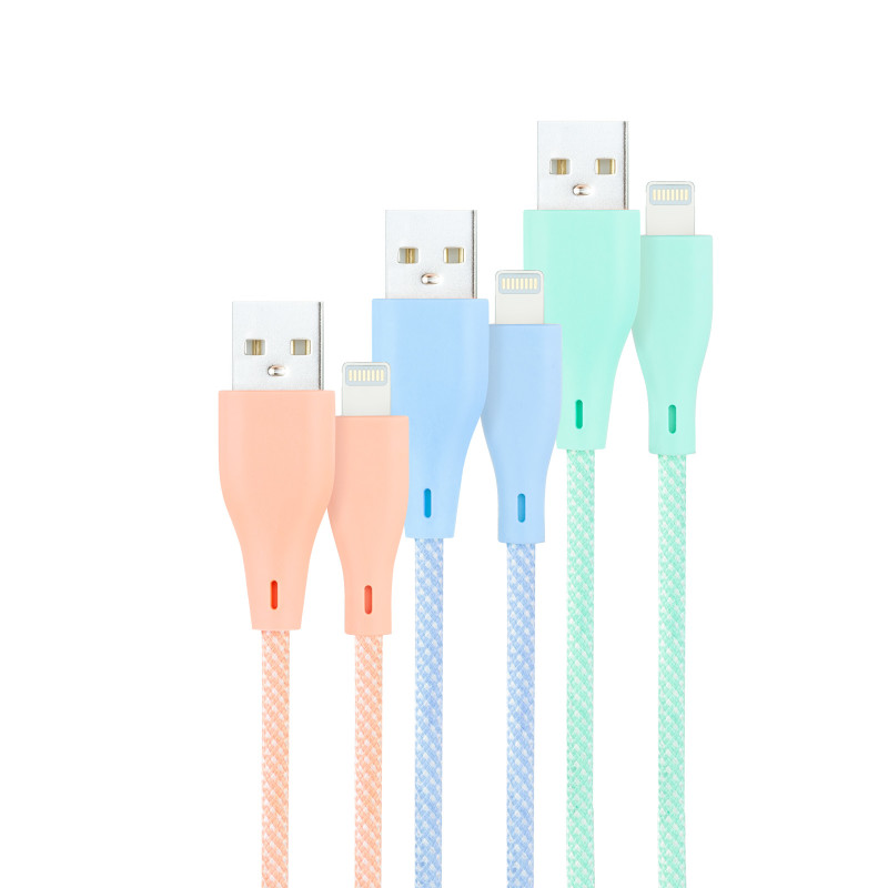 Nanocable 10.10.0401-CO1 3 Cables Lightning a USB 2.0, Lightning/M-USB A/M, Mallados, Rosa, Azul y Verde, 1 m, 1 m, Lightning,