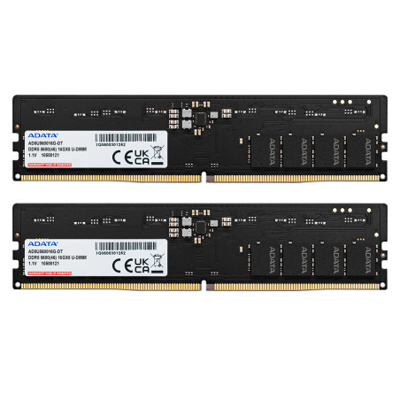 ADATA AD5U560016G-DT DDR5 5600 U-DIMM, 32 GB, 2 x 16 GB, DDR5, 5600 MHz, 288-pin DIMM