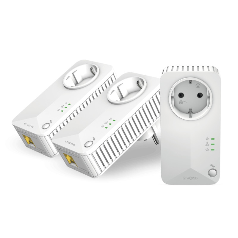 Strong PL600TRIEUV2 Powerline 600 Triple Pack EU V2, 600 Mbit/s, IEEE 802.3, IEEE 802.3u, Ethernet rápido, 10,100 Mbit/s,