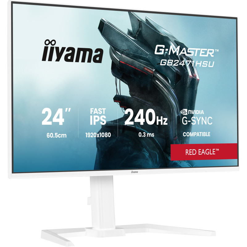 iiyama GB2471HSU-W1 G-MASTER GB2471HSU-W1, 60,5 cm (23.8"), 1920 x 1080 Pixeles, Full HD, LED, 0,3 ms, Blanco