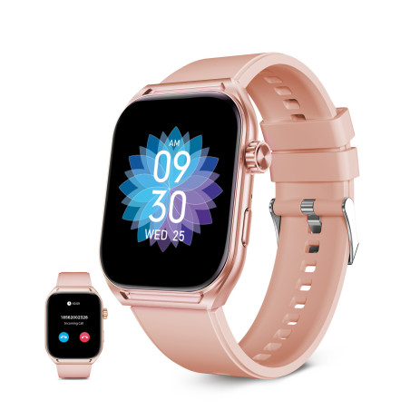 Ksix BXSW28R Smartwatch Urban Move, Pantalla AMOLED 2.06", Autonomía 5 días, Modo deporte y salud, Manos libres, IP67, Rosa,