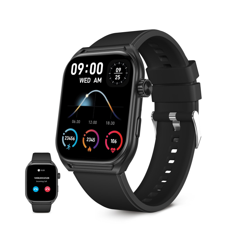Ksix BXSW28N Smartwatch Urban Move, Pantalla AMOLED 2.06", Autonomía 5 días, Modo deporte y salud, Manos libres, IP67, Negro,