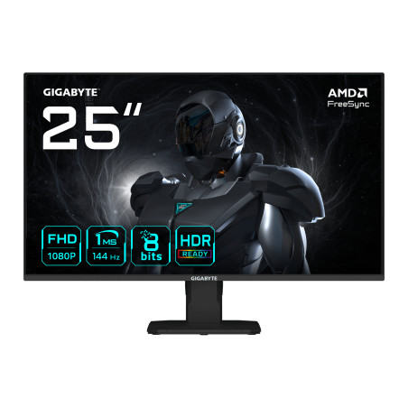 GIGABYTE GS25F14 EK GS25F14 Monitor Gaming FHD de 25” - 1920 x 1080, 144Hz, 1ms, 300 cd/m², Display HDR 10, HDMI 2.0,