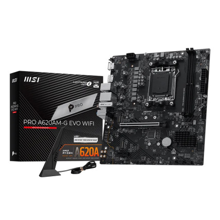MSI PRO A620AM-G EVO WIFI Pro A620AM-G EVO WIFI, AMD, Zócalo AM5, AMD Ryzen 7000 Series, AMD Ryzen 8000 Series, AMD Ryzen 9000