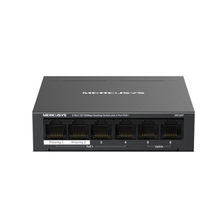 Mercusys MS106P MS106P, No administrado, Fast Ethernet (10/100), Bidireccional completo (Full duplex), Energía sobre Ethernet