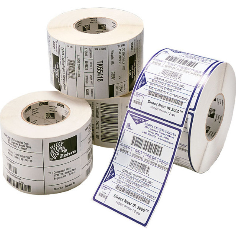 Zebra 3006319 Z-Select 2000T, Blanco, Etiqueta para impresora autoadhesiva, Etiqueta troquelada, Rodillo, Papel, Transferencia