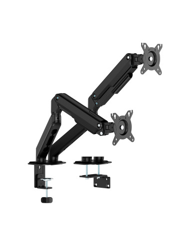 AISENS Soporte de Mesa Eco Contrapeso Giratorio e Inclinable para Monitor TV 9kg (3 Pivotes, 2 Brazos) de 17-32, Negro