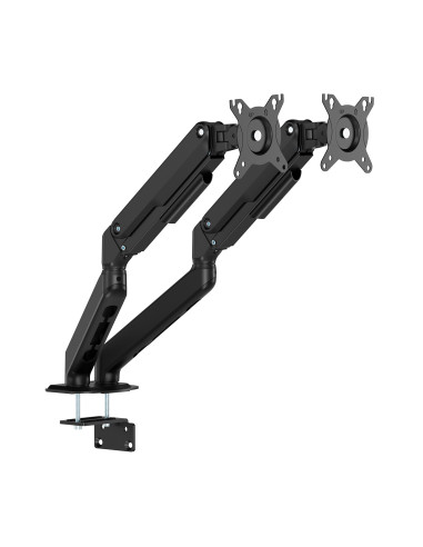 AISENS Soporte de Mesa Eco Contrapeso Giratorio e Inclinable para Monitor TV 9kg (3 Pivotes, 2 Brazos) de 17-32, Negro