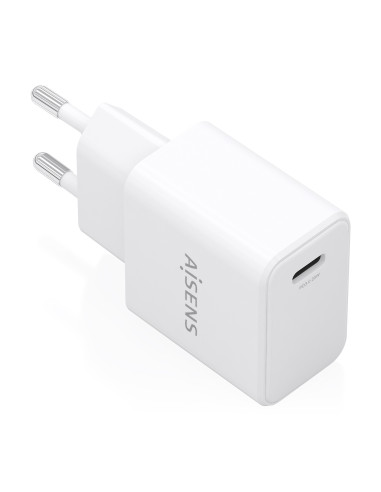AISENS Cargador GaN USB-C PD3.0 1xUSB-C 20W, Blanco