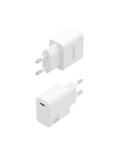 AISENS Cargador GaN USB-C PD3.0 1xUSB-C 20W, Blanco