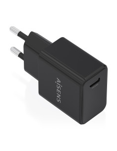 AISENS Cargador GaN USB-C PD3.0 1xUSB-C 20W, Negro