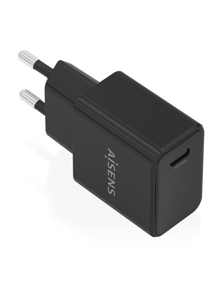 AISENS Cargador GaN USB-C PD3.0 1xUSB-C 20W, Negro