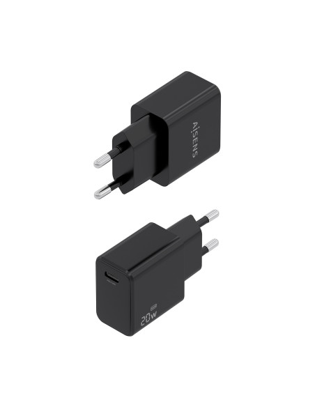 AISENS Cargador GaN USB-C PD3.0 1xUSB-C 20W, Negro