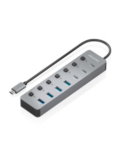 AISENS Hub USB3.2 Gen2 10G USB-C, USB-C M-4xUSB-A H+3xUSB-C H+1xUSB-C H PD3.0 100W, Gris, 30cm 2