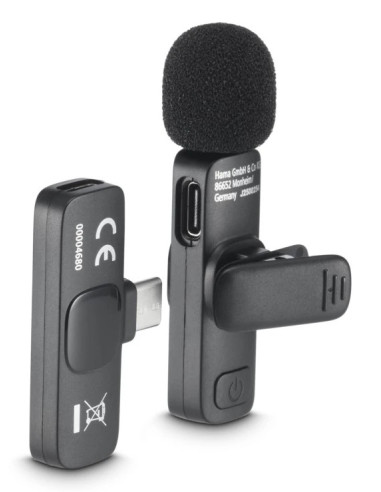 Hama Smart Wireless Negro Micrófono de corbata solapa